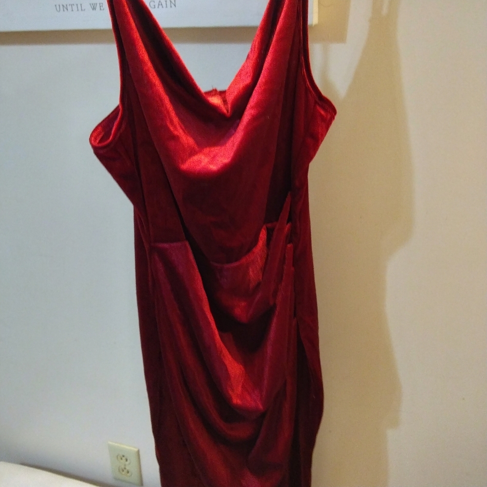 Red Neck Slip Dress - Picture 2 of 4